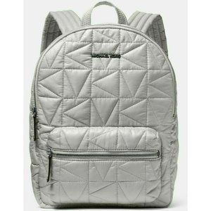 New Michael Kors Winnie Medium Backpack Quilted Nylon Pearl Grey